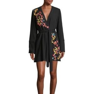 Tanya Taylor Black Crepe Wrap Dress